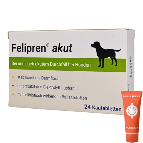 PHARMA PERLE Felipren akut, 1x 24 Kautabletten I Diätergänzungsfuttermittel für Hunde I bei und nach akutem Durchfall bei Hunden I Stabilisiert die Darmflora I Spar-Set Plus give-Away von PHARMA PERLE