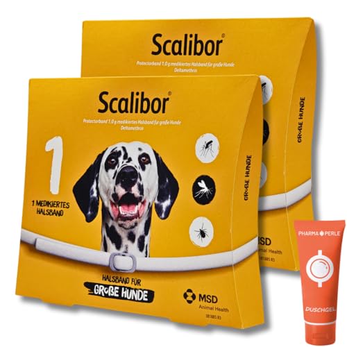 SCALIBOR Protectorband für große Hunde 2 St. 65 cm I Schutz vor Zecken und Mücken I einfache Anwendung I Sparset mit give-Away von Pharma Perle von PHARMA PERLE