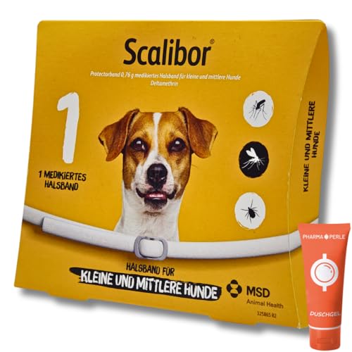 SCALIBOR Protectorband für kleine-mittelgroße Hunde 1 St. 48cm I Schutz vor Zecken und Mücken I einfache Anwendung I Sparset mit give-Away von Pharma Perle von PHARMA PERLE