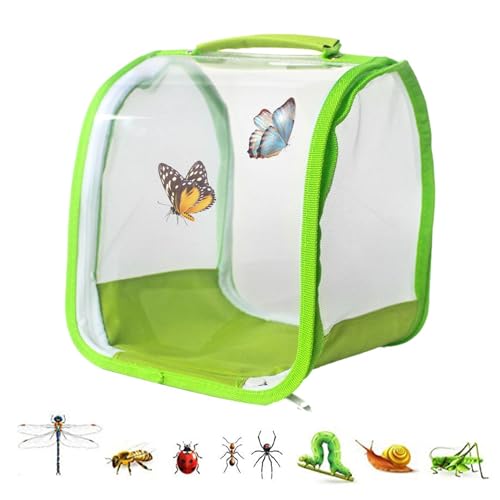 Caterpillar Cage Habitat – Netzkäfig zusammenklappbar und Tragegriff oben, Käfiggehege für drinnen und draußen, Tierhalter, 24 x 24 x 24 cm Phasz von PHASZ