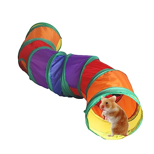 Hamstertunnel – 2-Wege-Spiel- und Ruhe-Tunnel für Kleintiere, Zubehör und Spielzeug, regenbogenfarbenes Versteck und Ausruhen für Kaninchen, Frettchen, Hamster Phasz von PHASZ
