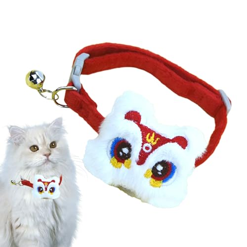 PHASZ Katzenglockenhalsband, Jingle-Halsband für Katzen,Verstellbares süßes Löwen-Welpenhalsband - Trainingshalsband, Haustiergeschenke, Katzen-Neujahrs-Outfit für Festival-Par für Mädchen, Jungen von PHASZ