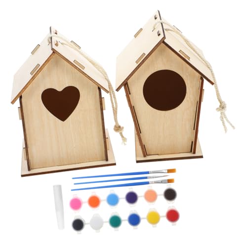 PHENOFICE 1 Set Vogelhaus Vogelkäfig Outdoor Spielset Kinderhandwerk Kleber Miniaturspielzeug Outdoor Spielzeug Kinderspielzeug DIY Graffiti Vogelhaus Holzhandwerk Kind Graffiti Vogelhaus von PHENOFICE