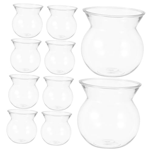 PHENOFICE 10 Stück Mini Kunststoffvase Heimdekoration Schreibtischdekoration Pflanzenvase Kleine Vase Knospenvase Kunststoffvase Moderne Vase Vase Für Tafelaufsätze Transparent von PHENOFICE