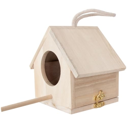 PHENOFICE 1Stk Vogelnest aus Holz Spielplatz für Vögel Papageienhaus Vogelkäfig Nymphensittich vogelhäuser für draußen Balkon vogelhaus Haustiervogelnest Vogelhaus aus Holz hölzern Beige von PHENOFICE