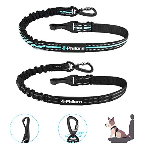 Philorn Sicherheitsgurt Hunde fürs Auto (70-80cm einstellbar), Hunde Anschnallgurt mit Reflexnähten und Elastischer Puffer, Hundegurt Hundeanschnaller fürs Auto von Philorn