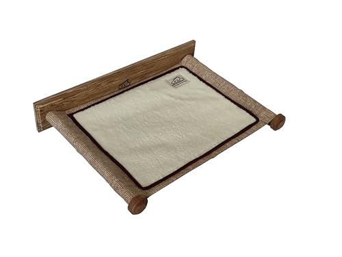 PHITRAJECT Katzenhängematte und Wandregale Sitzstangen zum Schlafen, Holzmontiertes Katzenregal für den Innenbereich, Sitzstangen für Wand, Haustier-Wandmöbel (Beige) von PHITRAJECT