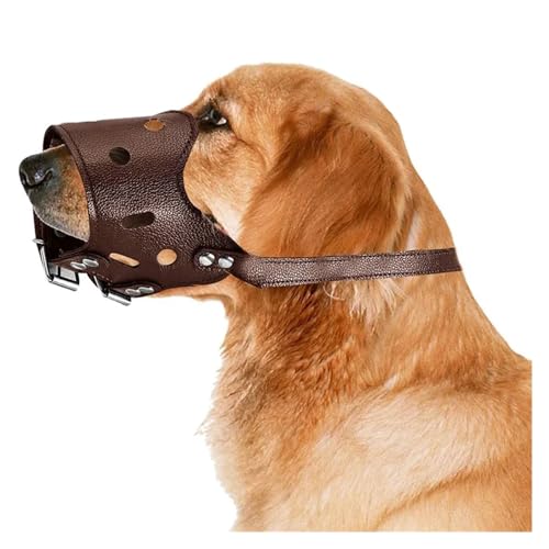 Haustierzubehör Maulkorb for Hunde, weicher Korbmaulkorb aus Leder for Hunde, stoppt das Beißen, Bellen, Kauen, atmungsaktiv, trinkbar, verstellbare Maulkörbe for Hunde Halsband (Color : Coffee, Siz von PHLEAZ