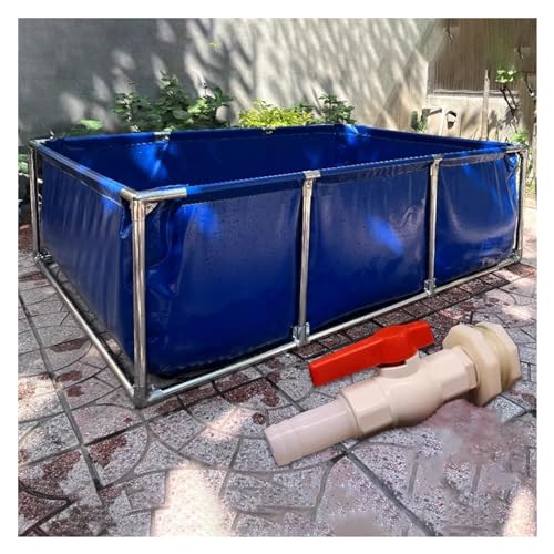 PHLEPS Aquarium-Pool, PVC-Leinen-Teiche Mit Ablassventil, Temporärer Auffangtank for Salzwasserfische, 0,6-mm-Planen-Wasserspeicherpool for Schwimmende Koi-Fischschildkröten (Color : Blue, Size : 1. von PHLEPS