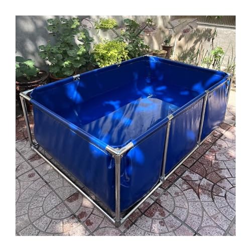 PHLEPS Aquarium-Pool, PVC-Leinen-Teiche Mit Ablassventil, Temporärer Auffangtank for Salzwasserfische, 0,6-mm-Planen-Wasserspeicherpool for Schwimmende Koi-Fischschildkröten (Color : Blue, Size : 3X von PHLEPS