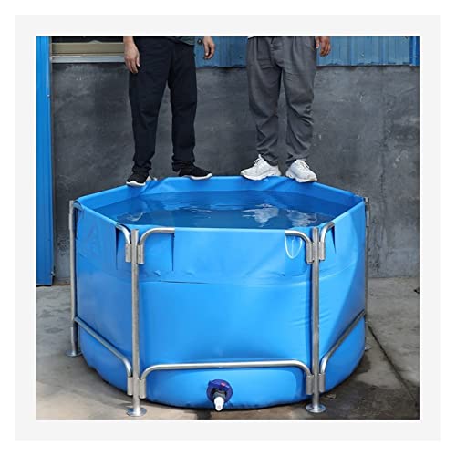 PHLEPS Aquarium-Pool-Teich Mit Ständer, Pool Über Dem Boden, Kreisförmiger Segeltuch-Fischteich, Upgrade, Großer Wassertank Mit Ablassventil for Im Garten Gezüchtete Koi, Kinderspielbecken (Color : B von PHLEPS