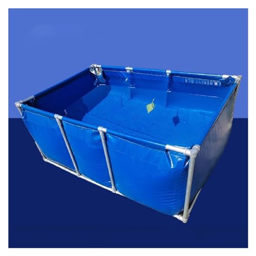 PHLEPS Fischbecken Über Dem Boden, Fischteich Aus Segeltuch, Aquakultur-Wassertank, Wetterbeständig, Große Zusammenklappbare Fischtanks Mit Ablassventil (Color : Blue, Size : 1.5x1.5x1m) von PHLEPS