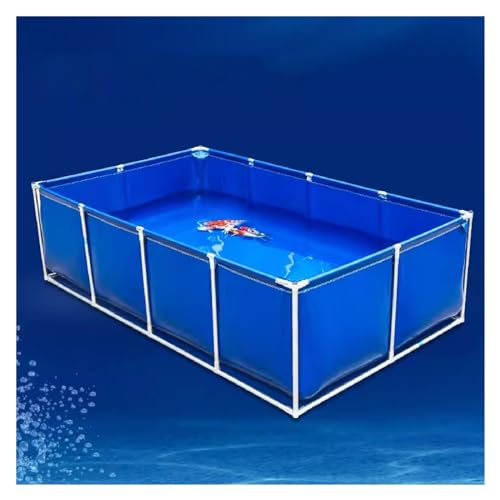 PHLEPS Fish Pool Above Ground Canvas Fish Pond, Aquaculture Water Tank Weather Resistant Large Collapsible Fish Tanks with Drain Valve (Color : Blue, Size : 1.5x1x0.7m) von PHLEPS