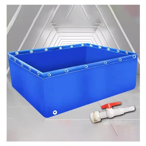 PHLEPS Landwirtschaftlich Gezüchteter Fisch-Segeltuchpool, 0,5-mm-Würfel-Fischteichfolie for Salzwasserfische, Temporärer Wasserspeicher-Haltetank for Gartenterrasse (Color : Blue, Size : 1.5x4x0.7m von PHLEPS