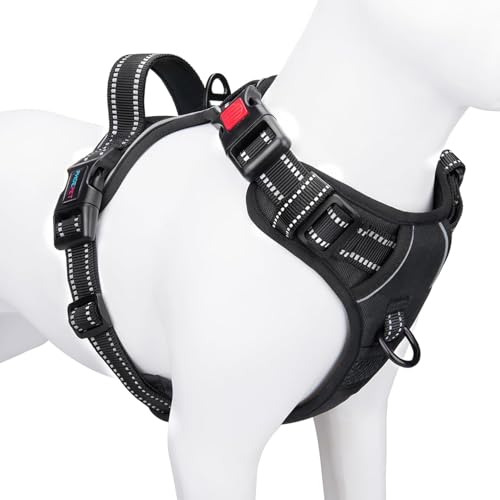 PHOEPET No Pull Hundegeschirr Verstellbares Hundewestengeschirr für den täglichen Spaziergang mit Schnalle am Hals und reflektierenden Streifen, Kontrollgriff für mittlere und große Hunde(Schwarz,L) PHOEPET No Pull Hundegeschirr Verstellbares Hundewestengeschirr für den täglichen Spaziergang mit Schnalle am Hals und reflektierenden Streifen, Kontrollgriff für mittlere und große Hunde(Schwarz,L) von PHOEPET