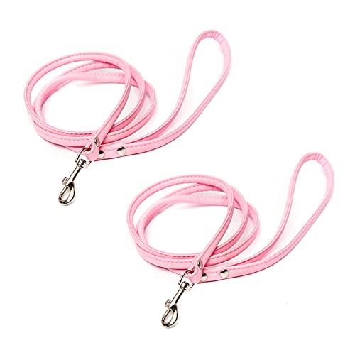 PHTOIT Lederleine für kleine Hunde, 1 x 120 , Rosa, 2 Stück von PHTOIT