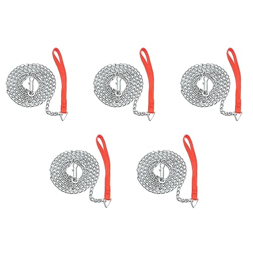 PHTOIT Robuste Metallkette für Hunde und Welpen, 1,6 m, roter Griff, 5 Stück von PHTOIT