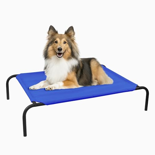 PHYEX Heavy Duty Steel-Framed Portable Elevated Pet Bed, Elevated Cooling Pet Cot, 43.5" L x 25.5" W x 7.8" H(M, Blue) von PHYEX