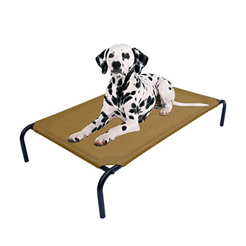 PHYEX Heavy Duty Steel-Framed Portable Elevated Pet Bed, Elevated Cooling Pet Cot, 43.5" L x 25.5" W x 7.8" H(M, Brown) von PHYEX