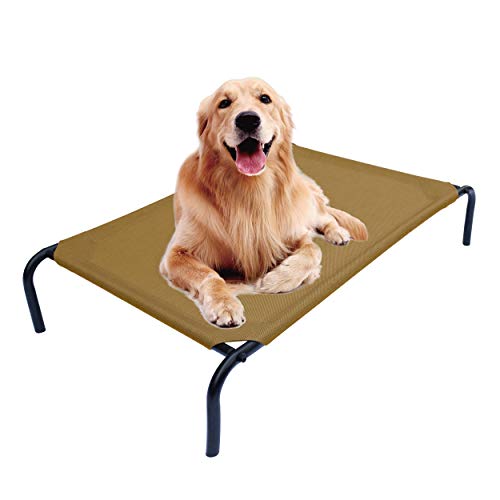 PHYEX Heavy Duty Steel-Framed Portable Elevated Pet Bed, Elevated Cooling Pet Cot, 50.5" L x 30.5" W x 7.8" H(L, Brown) von PHYEX