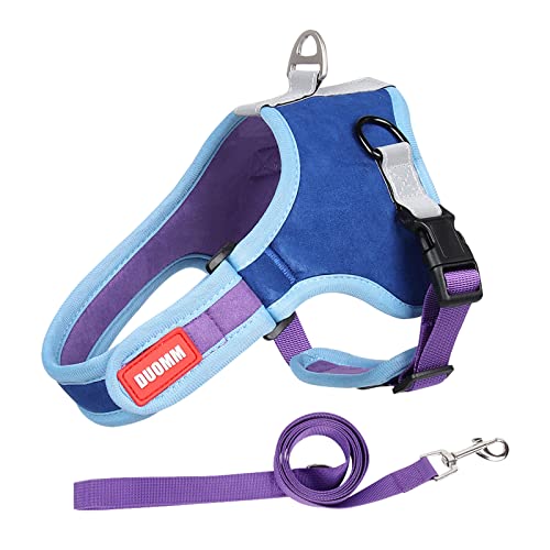 Piang Gouer Hundegeschirr und Leine Set für kleine und mittlere Hunde, reflektierende Wildleder Service Hundegeschirr mit verstellbaren gepolstert für Outdoor Spaziergänge Haustierweste(Navy blau-M) von PIANG GOUER