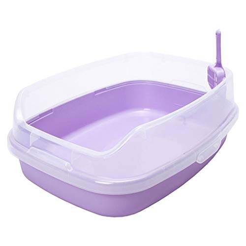 Haustier Hund Toilette Bettpfanne Katzentoilette Halbgeschlossenes Sandbecken Katze Hundeschale Teddy Anti-Splash Toilette Welpen Katze Indoor Home Plas (Color : Purple) von PIAOLING