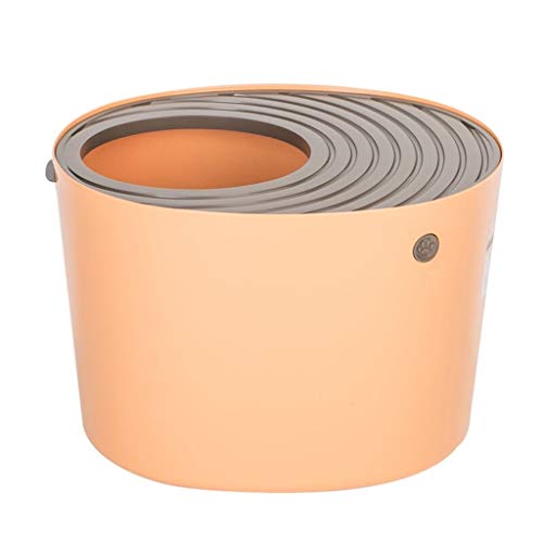 Hohlkapsel Katzenstreubecken Katzentoilette Vollständig geschlossenes Katzenkot-Kit-Set zum Schutz vor Spritzwasser (Color : Orange, Größe : L) von PIAOLING