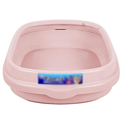 Kleines Katzentoilettenbecken Anti-Splash Halbgeschlossenes Katzentoilettenbecken Desodorierung Kitten Sandbox Provincial Space Sand Table Pet (Color : Pink) von PIAOLING