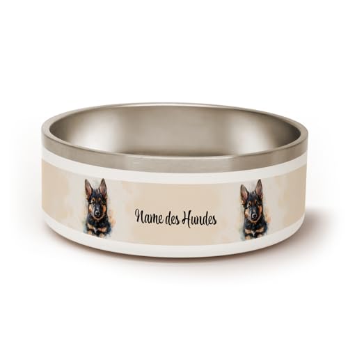 PICANOVA Hundenapf mit personalisiertem Namen & niedlichem Hundemotiv - 1,2 L Edelstahl-Napf für Futter oder Wasser - Einzigartiges Geschenk für Haustierbesitzer - German Shepherd Design von PICANOVA