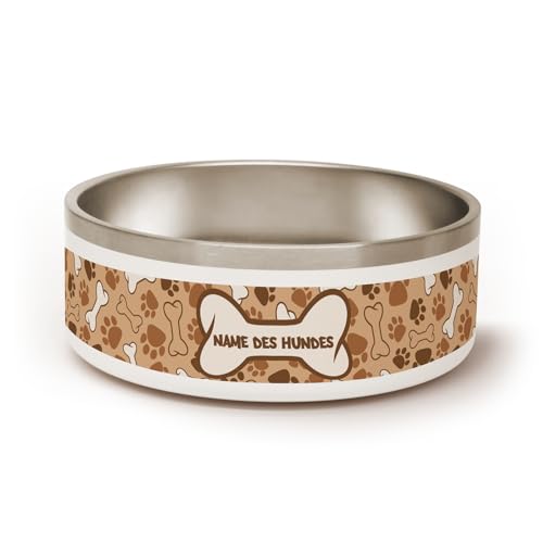 PICANOVA Hundenapf mit Namen im Pfoten-Design - 1,2 l Edelstahl-Futternapf – rutschfeste Futter- & Wasserschale - Personalisiertes Geschenk für Haustierbesitzer - Paws&Bones Design von PICANOVA