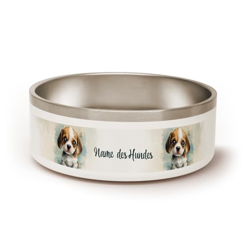 PICANOVA Personalisierter Hundenapf mit Namen & Hundemotiv - 1,2 L Edelstahl-Fressnapf oder Wassernapf - Individuelles Geschenk für Haustierfreunde - Beagle Design von PICANOVA