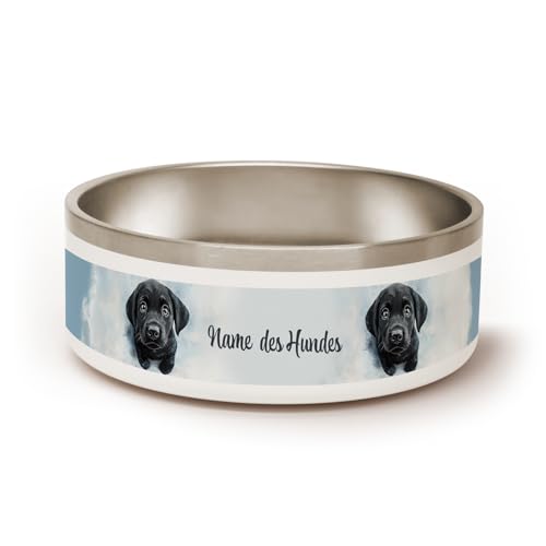 PICANOVA Personalisierter Hundenapf mit Namen & Hundemotiv - 1,2 L Edelstahl-Fressnapf oder Wassernapf - Individuelles Geschenk für Haustierfreunde - Black Labrador Design von PICANOVA