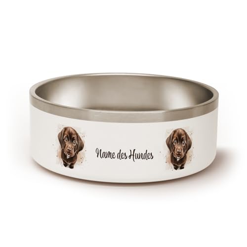 PICANOVA Personalisierter Hundenapf mit Namen & Hundemotiv - 1,2 L Edelstahl-Fressnapf oder Wassernapf - Individuelles Geschenk für Haustierfreunde - Brown Labrador Design von PICANOVA