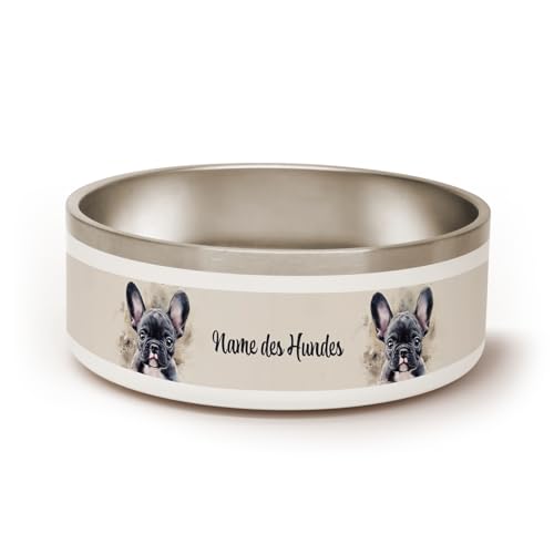 PICANOVA Personalisierter Hundenapf mit Namen & Hundemotiv - 1,2 L Edelstahl-Fressnapf oder Wassernapf - Individuelles Geschenk für Haustierfreunde - French Bulldog Design von PICANOVA