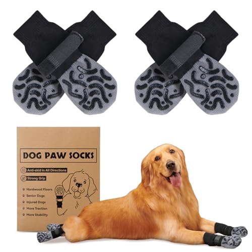 PICK FOR LIFE 2 Paar Anti-Rutsch-Hundesocken, Weiche Socken für den Pfotenschutz von Hunden mit verstellbarem Klettverschluss für den Innen- und Außenbereich von PICK FOR LIFE