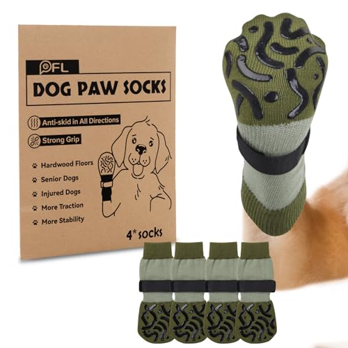 PICK FOR LIFE 2 Paar Anti-Rutsch-Hundesocken, Weiche Socken für den Pfotenschutz von Hunden mit verstellbarem Klettverschluss für den Innen von PICK FOR LIFE