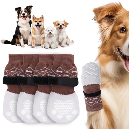 Doppelseitiger Anti Rutsch Hundesocken, Hunde Pfotenschutz mit verstellbaren Klettverschlüssen, geeignet für kleine, mittlere und große Hunde von PICK FOR LIFE