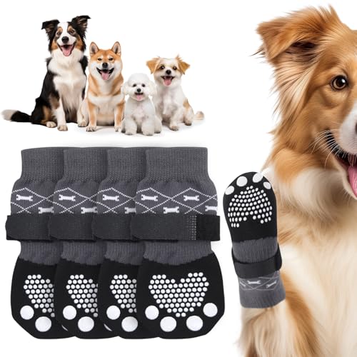 PICK FOR LIFE Doppelseitiger Anti Rutsch Hundesocken, Hunde Pfotenschutz mit verstellbaren Klettverschlüssen, geeignet für kleine, mittlere und große Hunde von PICK FOR LIFE