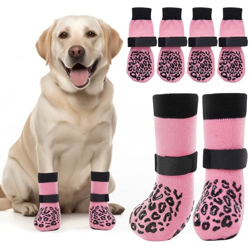 PICK FOR LIFE Hundeschuhe mit Greifern, 2 Paar, rutschfeste Hundeschuhe verhindern Lecken von Pfoten, Hundegriffsocken für ältere Hunde auf Hartholzboden (Rosa, L) von PICK FOR LIFE