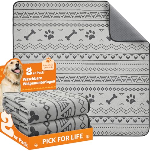 PICK FOR LIFE Super saugfähige Welpen unterlagen, 2 waschbare Pipimatten für Hunde, wasserdichte Haustier Urinunterlagen für Welpen, alte oder inkontinente Hunde von PICK FOR LIFE