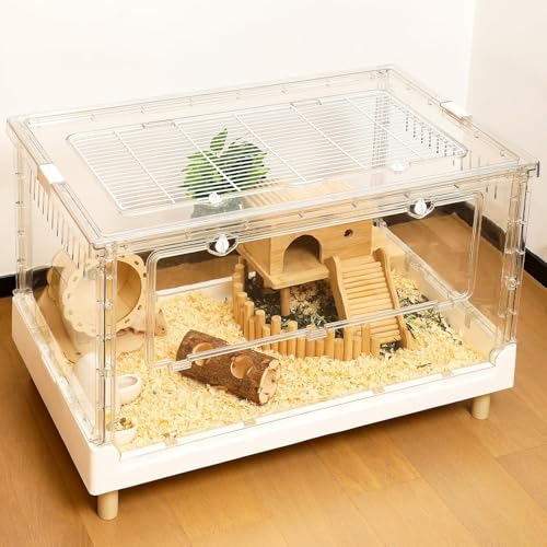 Hamsterkäfig Meerschweinchen Käfig Acryl Käfig für Kleintiere Haustiere Groß Transparent Rennmaus Käfig und Lebensräume Igel Zwerghamster Ratte Maus Frettchen Häschen Wachtel Vogel Ausziehbar von PIDINUK