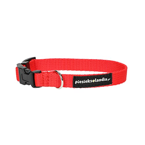 PIESIEKSOLANDIA Hundehalsband Classic, Verstellbares Halsband, Klassische Halsbänder, Halsband für Welpen, Kleine, Mittel, Große Hunde, Verstellbare Halsung, Einstellbare Welpenhalsband (XL, Rot) von PIESIEKSOLANDIA