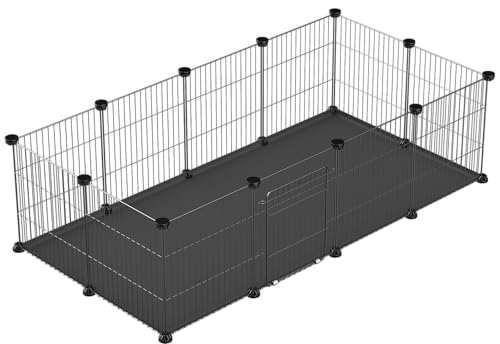 PILIN DIY Kleintier-Laufstall, Haustier-Laufstall mit Tür, Kaninchen- & Meerschweinchenkäfig, Welpen- & Kätzchenlaufstall | Innen- & Außenbereich Tragbarer Metalldraht-Hofzaun 32.5x32.5 12pcs von PILIN