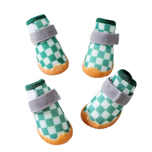 Hunde-Sommerschuhe, Pfotenpflege-Schuhe for Hunde, 4 Stück, Hundeschuhe, Befestigungsband, verstellbar, rutschfest, Haustierpfotenschutz, atmungsaktiv, bequem, Haustierbedarf for Hunde, Rosa, XL/1607 von PINFANSHIJIE