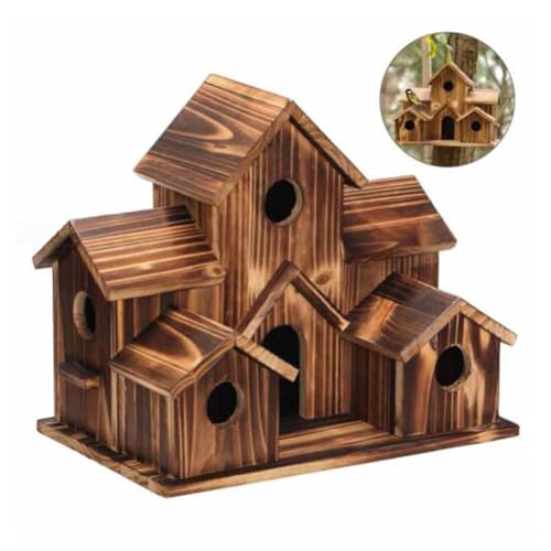 Vogelhäuser for den Außenbereich, handgefertigtes natürliches Vogelhaus mit 5 Löchern for 5 Vogelfamilien, Vogelhaus aus Naturholz, hängendes Vogelhaus for Landhäuser, Bauernhaus, Gartendekoration im von PINFANSHIJIE