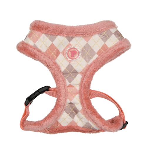 Pinkaholic New York Annika Hundegeschirr über den Kopf Warm Winter Argyle-Muster Verstellbare Brust für Kleine Hunde, Indische Rosa, Groß von Pinkaholic New York