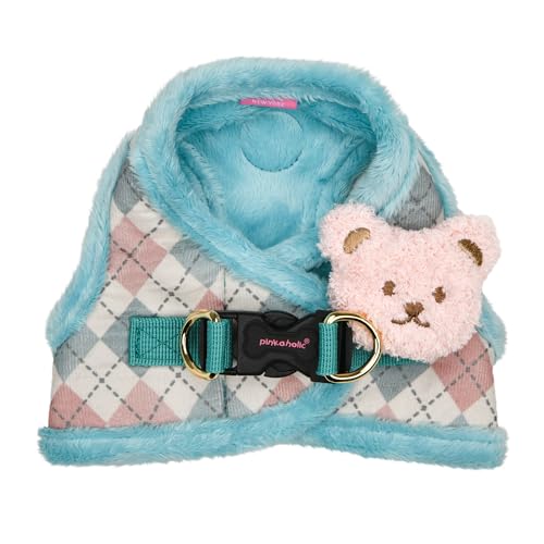 Pinkaholic New York Annika Vest Hundegeschirr, Step-in, warm, Winter, Argyle-Muster für kleine Hunde, Aqua, Groß von PINKAHOLIC