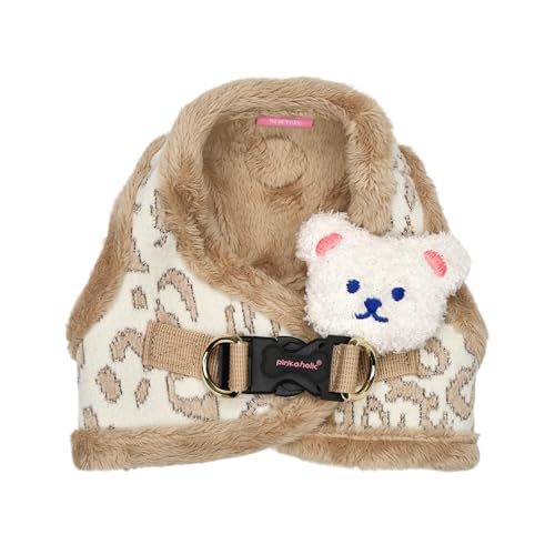 Pinkaholic New York Tailsy Hundegeschirr, Step-in, warm, Winter, Leopardenmuster für kleine Hunde, Beige, Größe L von PINKAHOLIC