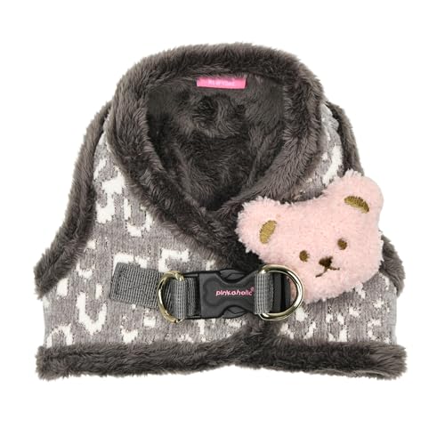 Pinkaholic New York Tailsy Hundegeschirr, Step-in, warm, Winter, Leopardenmuster für kleine Hunde, Grau, Größe L von PINKAHOLIC