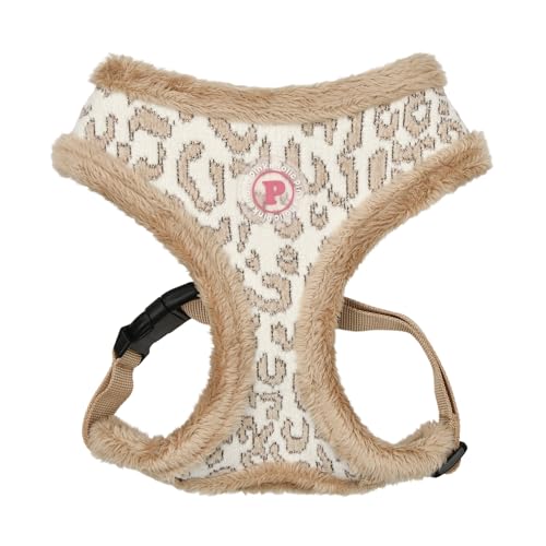 Pinkaholic New York Tailsy Hundegeschirr über den Kopf, warm, Winter, Leopardenmuster, verstellbare Brust für kleine Hunde, Beige, Groß von PINKAHOLIC